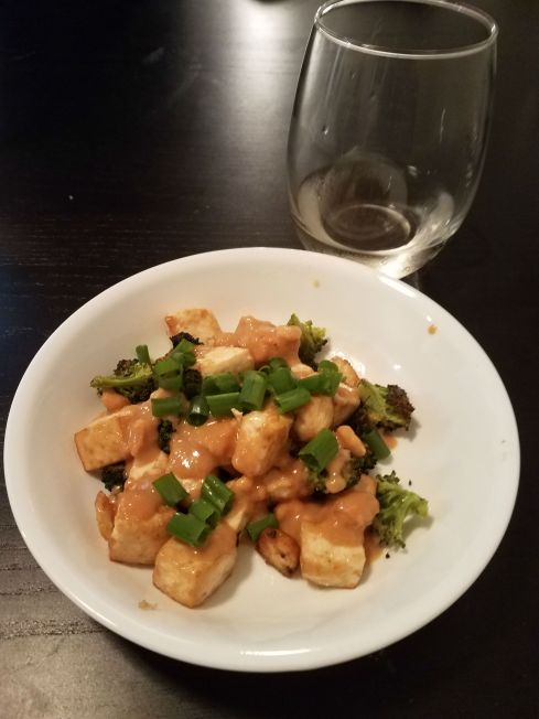 Crispy Tofu w Sesame Peanut Pesto